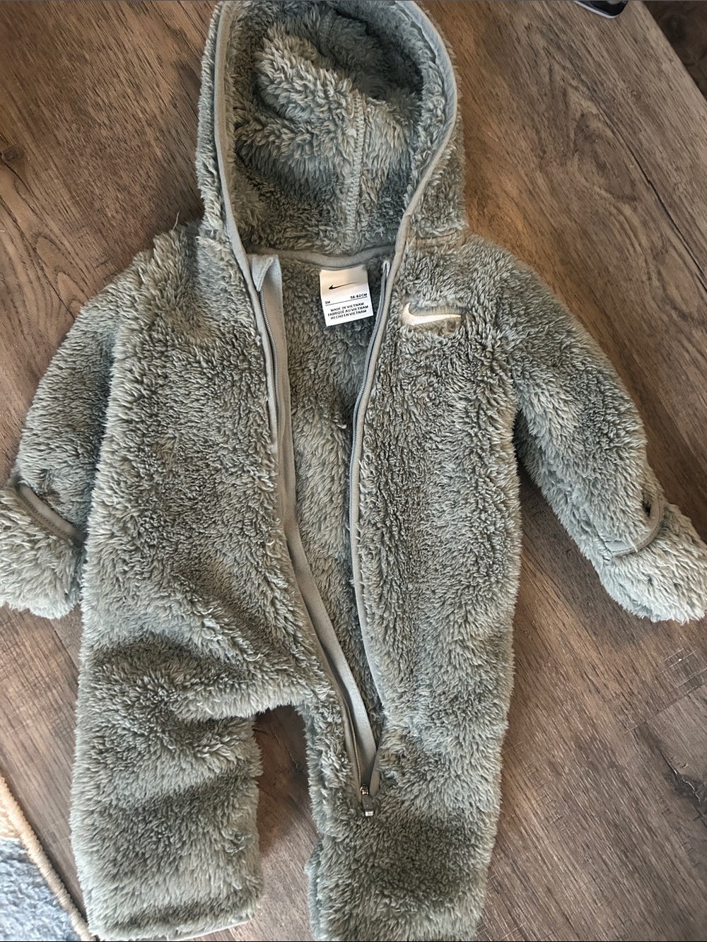 Nike Kids Olive Sherpa Hooded One-Piece Bodysuit